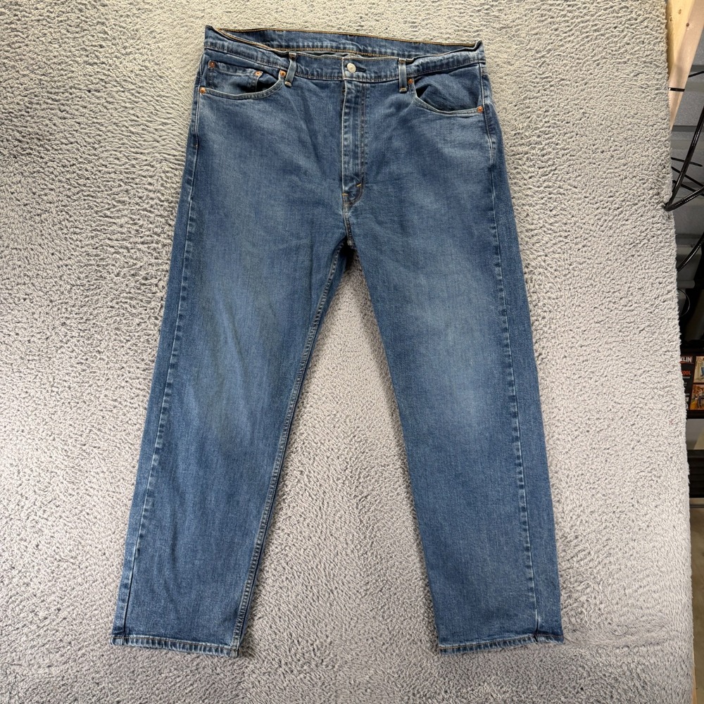 Levi's 505 Jeans Mens 40x30 Blue Cotton Denim Straight Faded Workwear Stretch